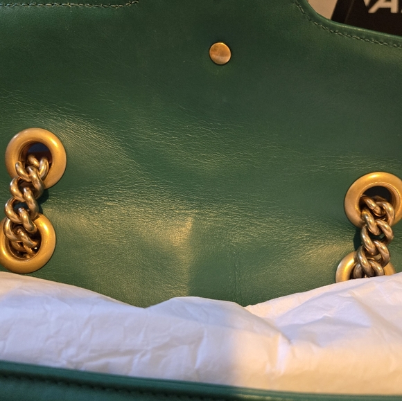 Gucci Calfskin Matelasse mini Marmont Shoulder Bag Emerald Green - Picture 6 of 7